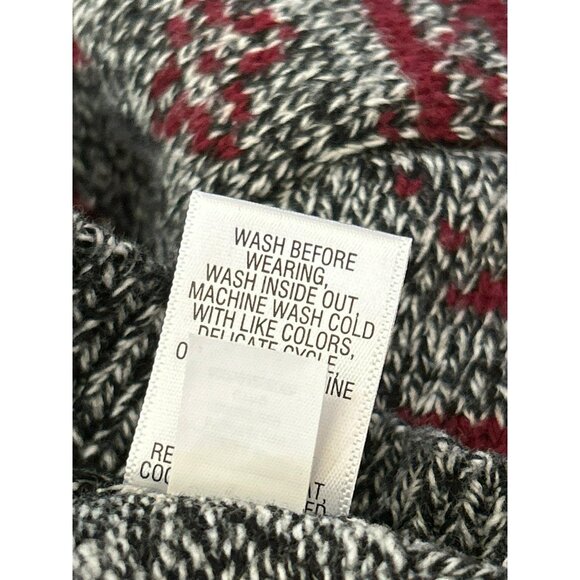 Vintage Croft Barrow Black Gray Red Quarter Zip Snowflake Long Sleeve Sweater - Picture 7 of 7